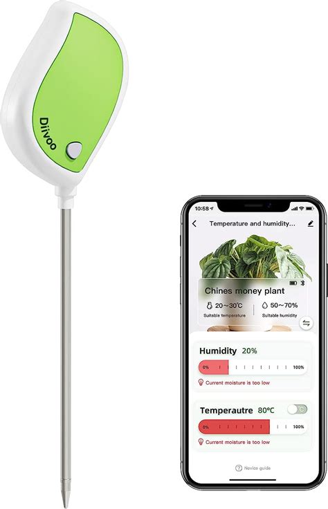 custom bluetooth moisture meter for plants|Diivoo Smart Soil Moisture Meter for Indoor Plants, Bluetooth .